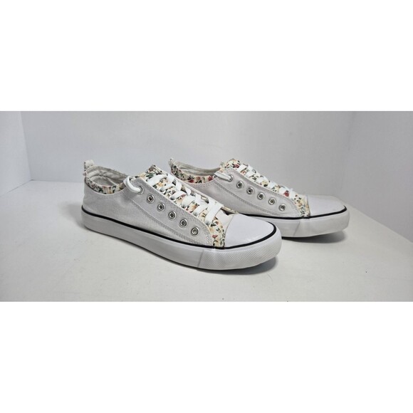 Twisted slip In Step Out shoes White With Floral Detail Unique Sneaker Wmn Sz 10 - Picture 2 of 7